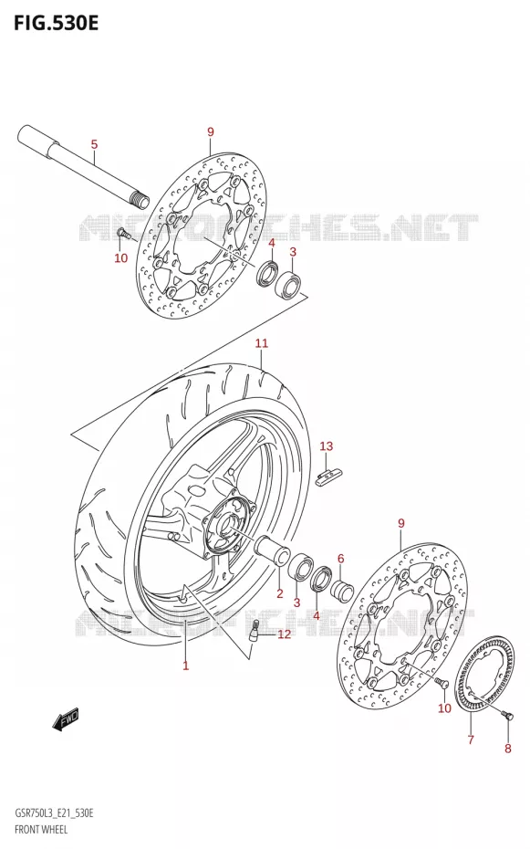 ROUE AVANT (GSR750A:L3:E24) Suzuki MOTO 750 GSR 2013  GSR750 L3 (E21)