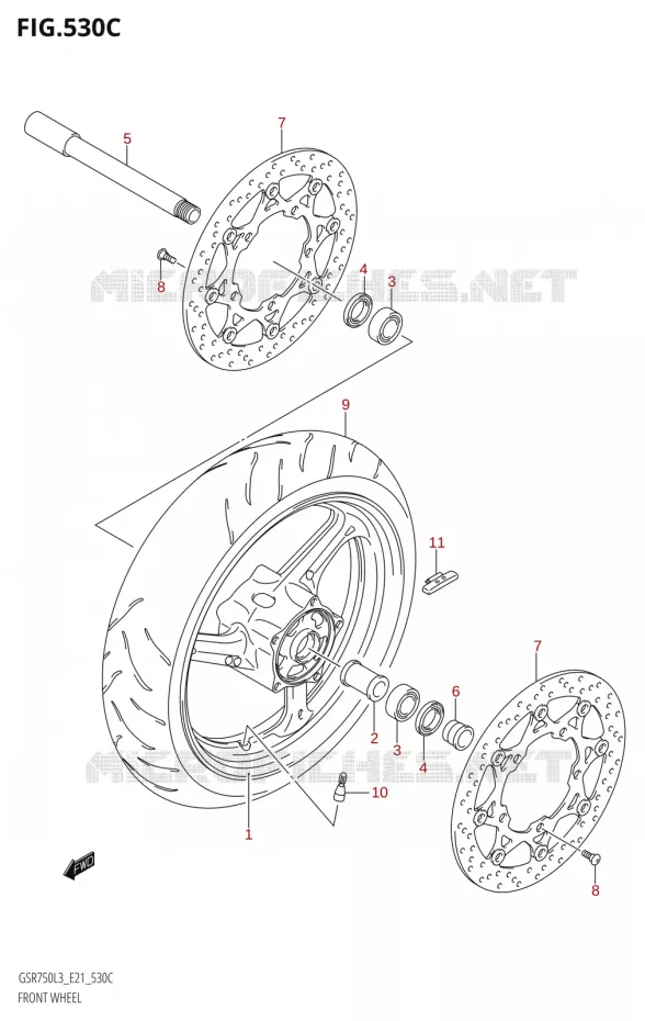 ROUE AVANT (GSR750UE:L3:E21) Suzuki MOTO 750 GSR 2013  GSR750A L3 (E21)