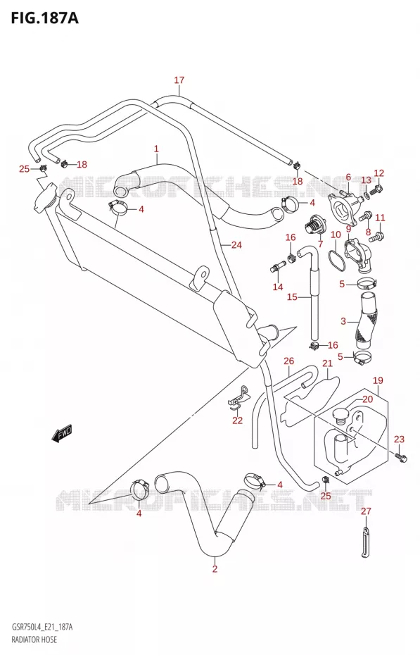 DURITES DE RADIATEUR - VASE D'EXPANSION Suzuki MOTO 750 GSR 2014  GSR750AUE L4 (E21)