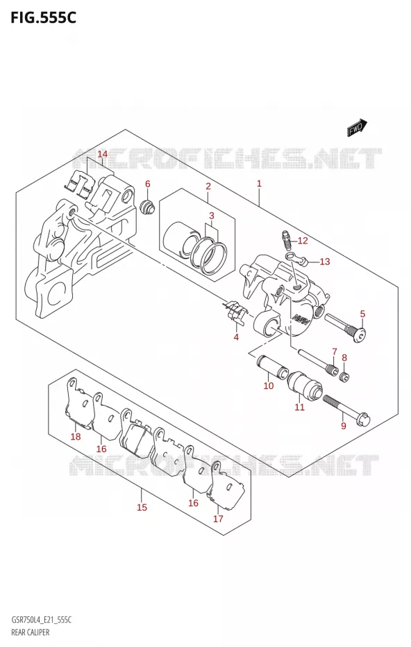 ETRIER DE FREIN ARRIERE4:E21) Suzuki MOTO 750 GSR 2014  GSR750 L4