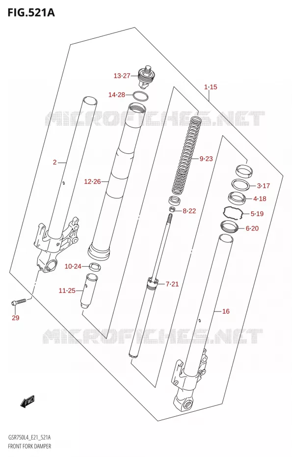 FOURCHE Suzuki MOTO 750 GSR 2014  GSR750UE L4 (E21)