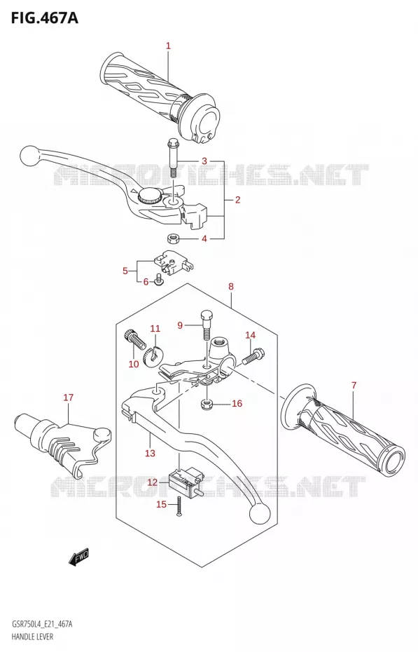 LEVIERS - POIGNEES Suzuki MOTO 750 GSR 2014  GSR750A L4 (E21)