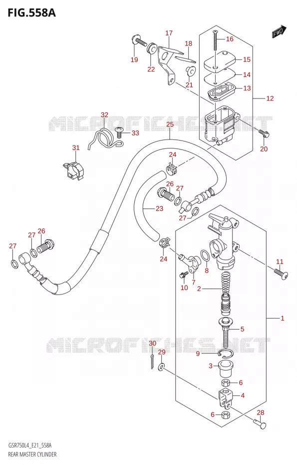 MAITRE CYLINDRE DE FREIN ARRIERE21) Suzuki MOTO 750 GSR 2014  GSR750AUE L4 (E21)