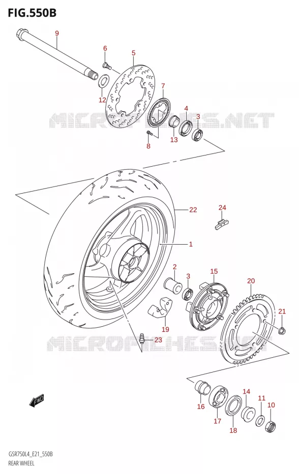 ROUE ARRIERESR750A:L4:E21) Suzuki MOTO 750 GSR 2014  GSR750 L4