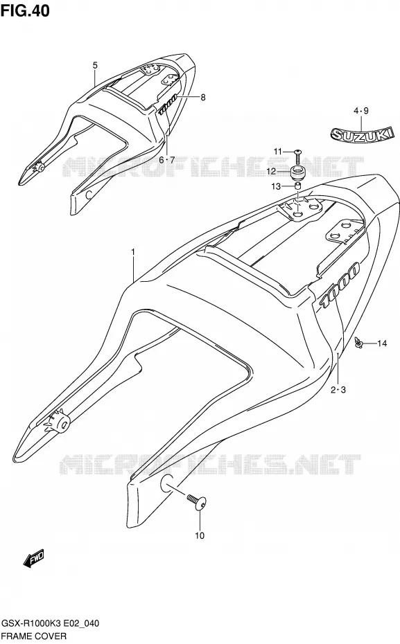CARENAGES ARRIEREDELE K3) Suzuki MOTO 1000 GSX-R 2003  GSX-R1000 K3 (E02)