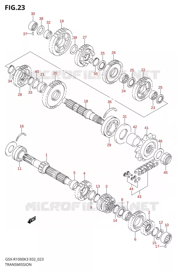 TRANSMISSION Suzuki MOTO 1000 GSX-R 2003  GSX-R1000 K3 (E02)