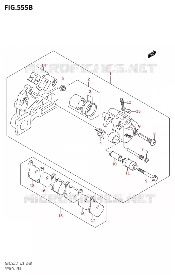 ETRIER DE FREIN ARRIERE4:E21) Suzuki MOTO 750 GSR 2014  GSR750ZA L4 (E21)