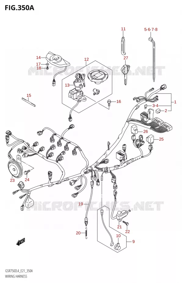 FAISCEAU ELECTRIQUE50Z:L4:E21) Suzuki MOTO 750 GSR 2014  GSR750ZA L4 (E21)