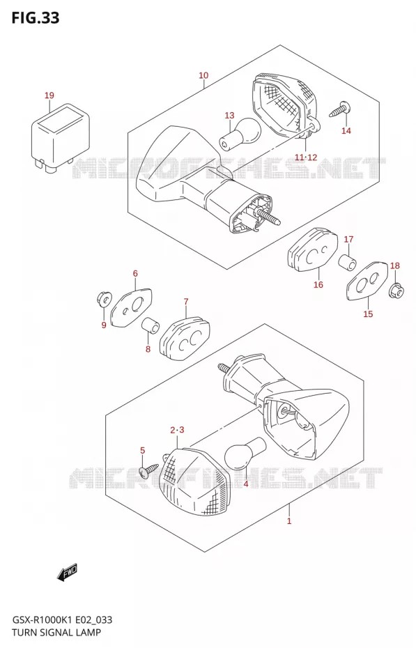 CLIGNOTANTSGSX-R1000K1) Suzuki MOTO 1000 GSX-R 2001  GSX-R1000K1(E2)