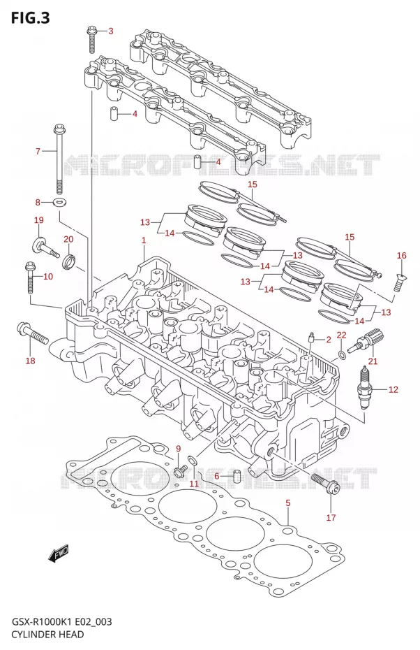 CULASSE Suzuki MOTO 1000 GSX-R 2001  GSX-R1000K1(E2)