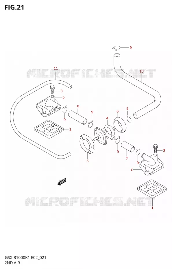 SYSTEME RECYCLAGE GAZ ECHAPPEMENT Suzuki MOTO 1000 GSX-R 2001  GSX-R1000K1(E2)