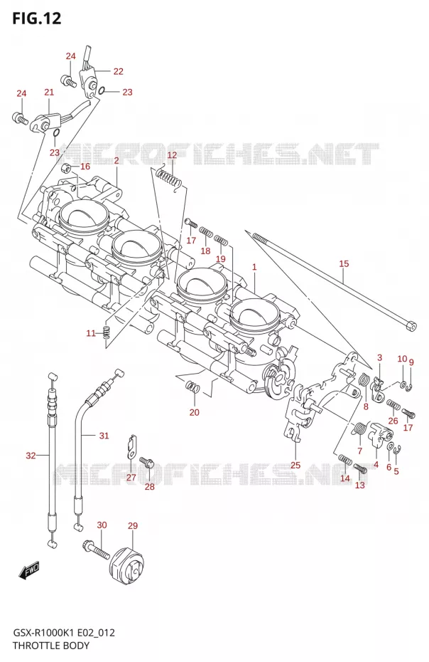 CORPS DE PAPILLON (GSX-R1000K1) Suzuki MOTO 1000 GSX-R 2001  GSX-R1000K1(E19)