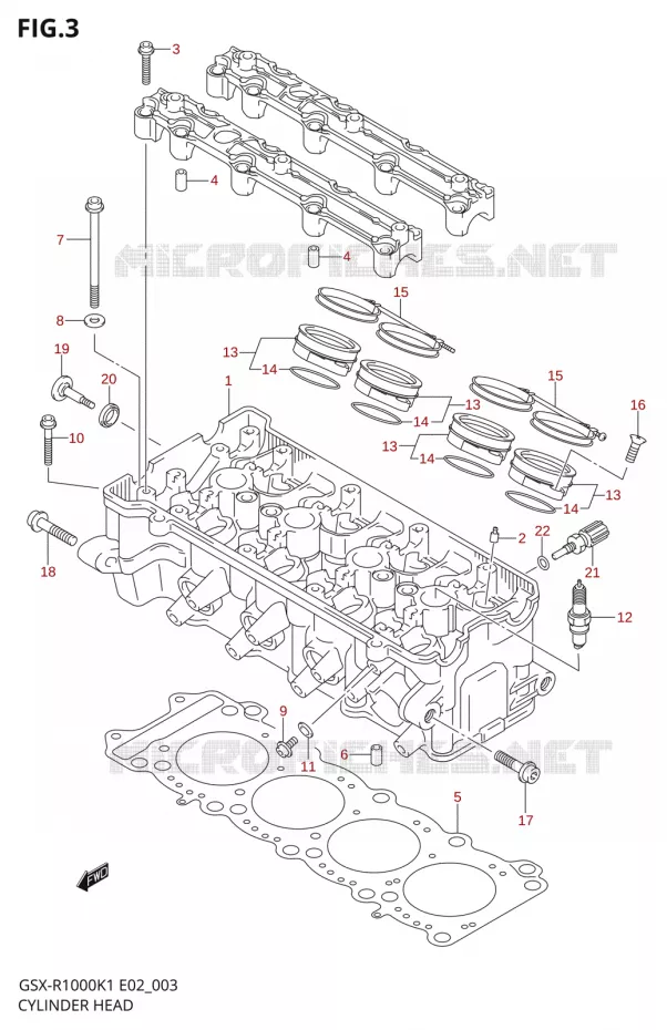 CULASSE Suzuki MOTO 1000 GSX-R 2001  GSX-R1000K1(E19)
