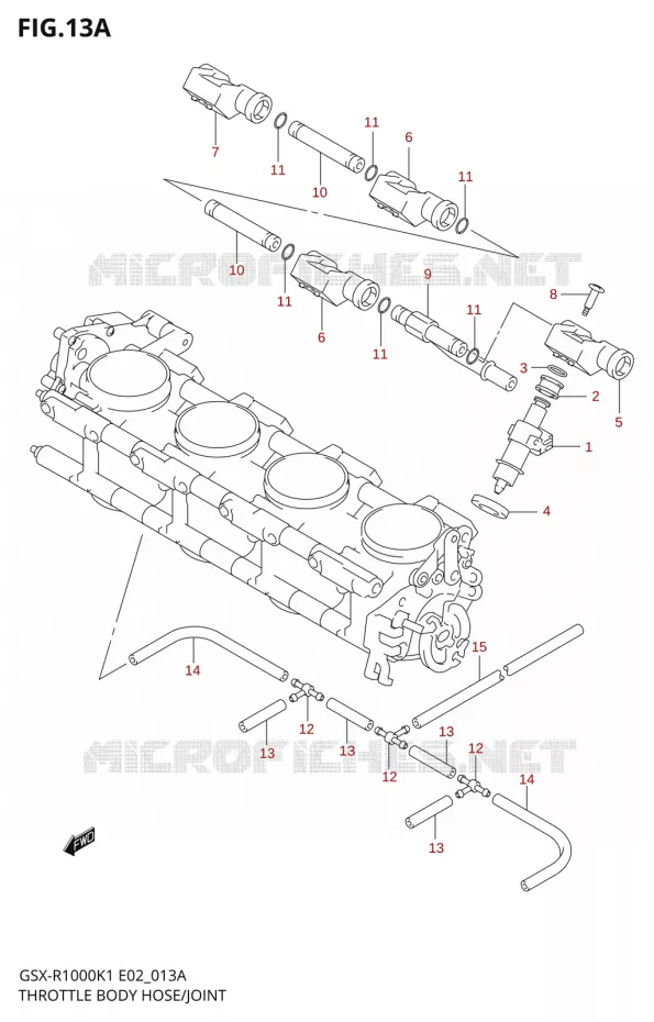INJECTEURSANT FLEXIBLE / ROTULE (GSX-R1000K2) Suzuki MOTO 1000 GSX-R 2001  GSX-R1000K1(E19)
