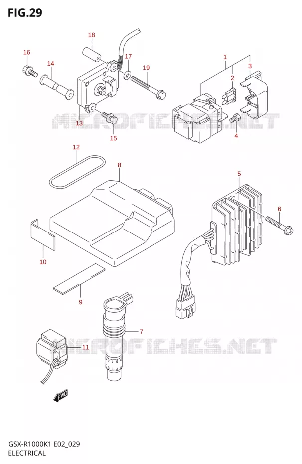 PARTIE ELECTRIQUE000K1 E02) Suzuki MOTO 1000 GSX-R 2001  GSX-R1000K1(E19)