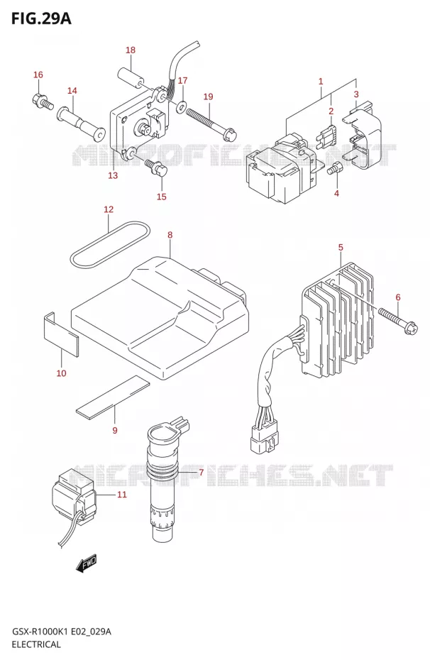 PARTIE ELECTRIQUE000K1 E19,U1E19,U2E19) Suzuki MOTO 1000 GSX-R 2001  GSX-R1000K1(E19)