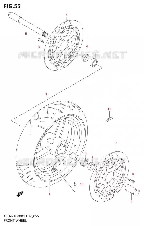 ROUE AVANT (GSX-R1000K1) Suzuki MOTO 1000 GSX-R 2001  GSX-R1000K1(E19)