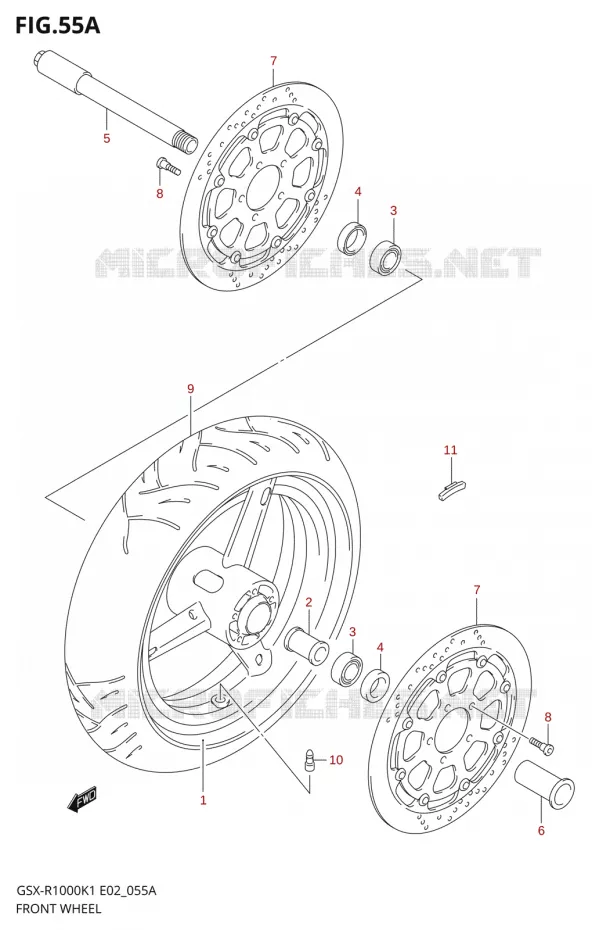 ROUE AVANT (GSX-R1000K2) Suzuki MOTO 1000 GSX-R 2001  GSX-R1000K1(E19)