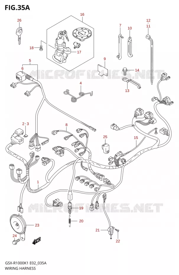 FAISCEAU ELECTRIQUEX-R1000K2) Suzuki MOTO 1000 GSX-R 2001  GSX-R1000K1(E24)