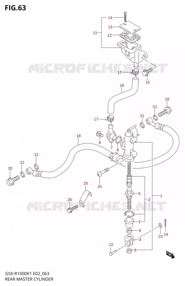 MAITRE CYLINDRE ARRIERE Suzuki MOTO 1000 GSX-R 2001  GSX-R1000K1(E24)