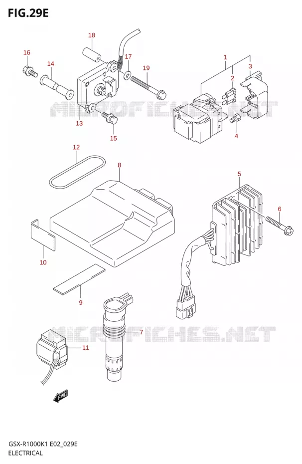 PARTIE ELECTRIQUE000K2 E19,U1E19,U2E19) Suzuki MOTO 1000 GSX-R 2001  GSX-R1000K1(E24)