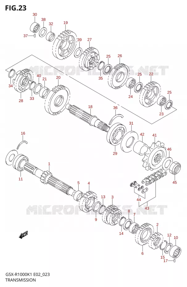 TRANSMISSION Suzuki MOTO 1000 GSX-R 2001  GSX-R1000K1(E24)