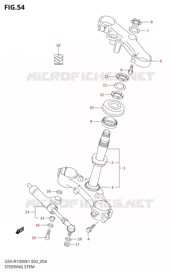 COLONNE DE DIRECTION Suzuki MOTO 1000 GSX-R 2001  GSX-R1000U1K1(E2)
