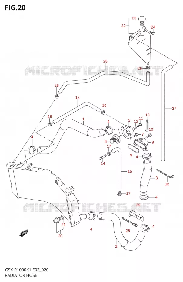 DURITE DE RADIATEUR Suzuki MOTO 1000 GSX-R 2001  GSX-R1000U1K1(E2)
