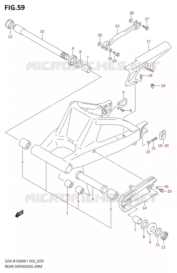 BRAS OSCILLANT ARRIERE Suzuki MOTO 1000 GSX-R 2001  GSX-R1000U2K1(E2)