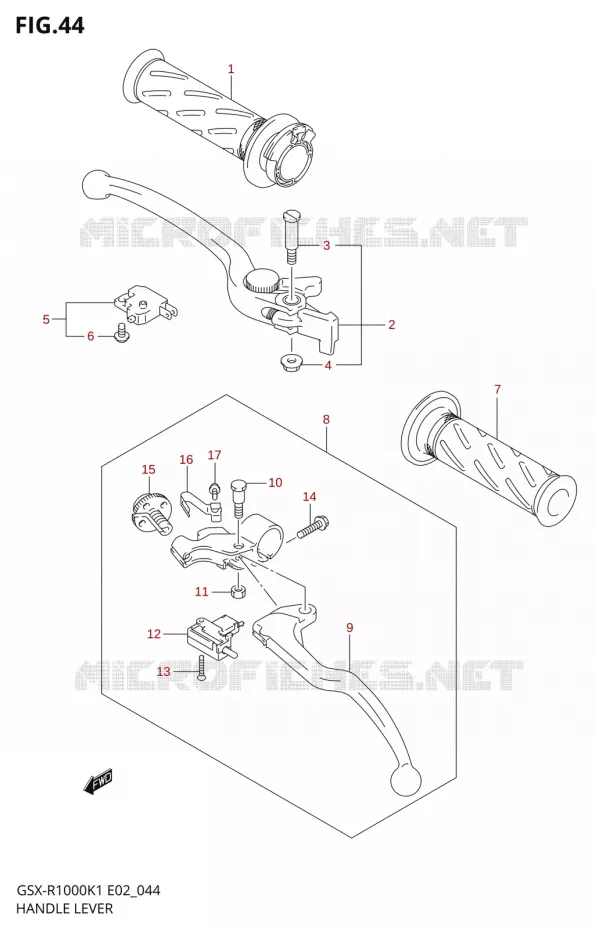 ENSEMBLE LEVIERS - POIGNEES Suzuki MOTO 1000 GSX-R 2002  GSX-R1000K2(E19)