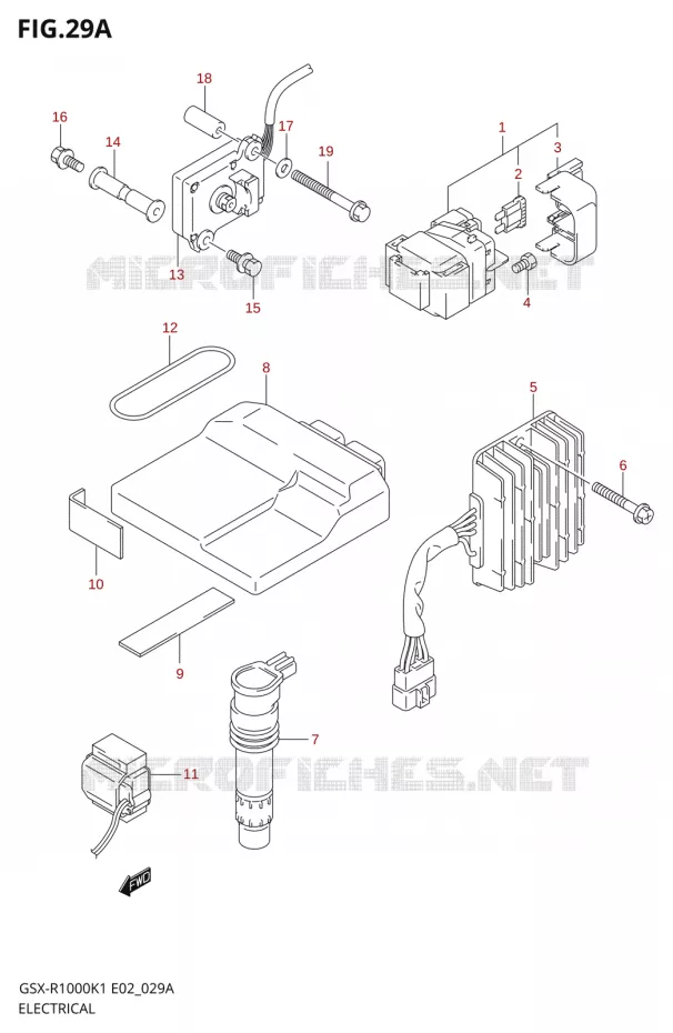 PARTIE ELECTRIQUE000K1 E19,U1E19,U2E19) Suzuki MOTO 1000 GSX-R 2002  GSX-R1000K2(E19)