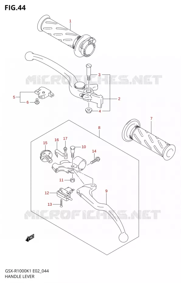 ENSEMBLE LEVIERS - POIGNEES Suzuki MOTO 1000 GSX-R 2002  GSX-R1000K2(E24)