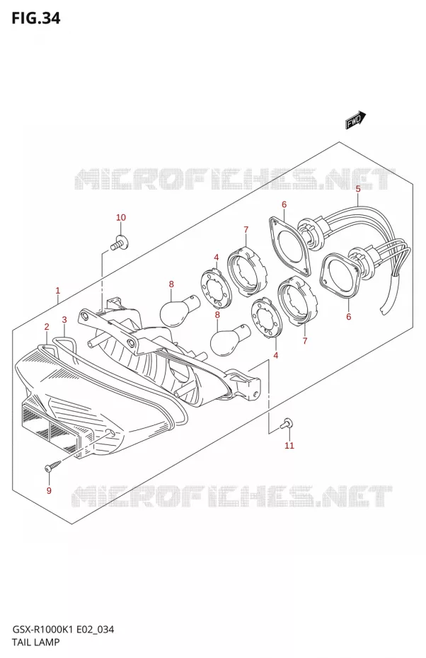 FEU ARRIERE Suzuki MOTO 1000 GSX-R 2002  GSX-R1000K2(E24)