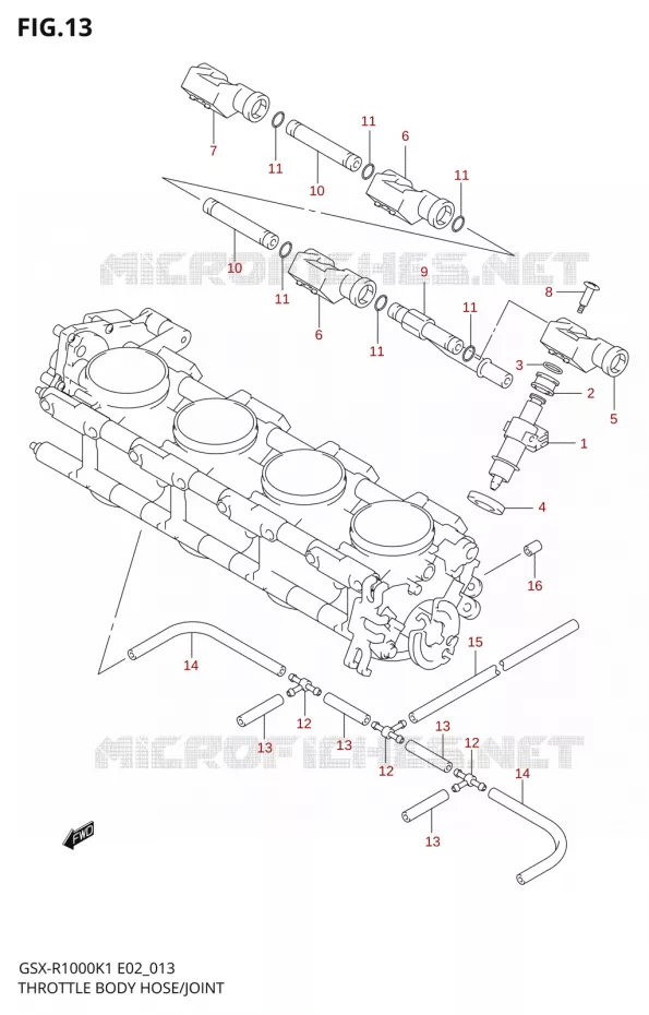 INJECTEURSANT FLEXIBLE / ROTULE (GSX-R1000K1) Suzuki MOTO 1000 GSX-R 2002  GSX-R1000K2(E24)