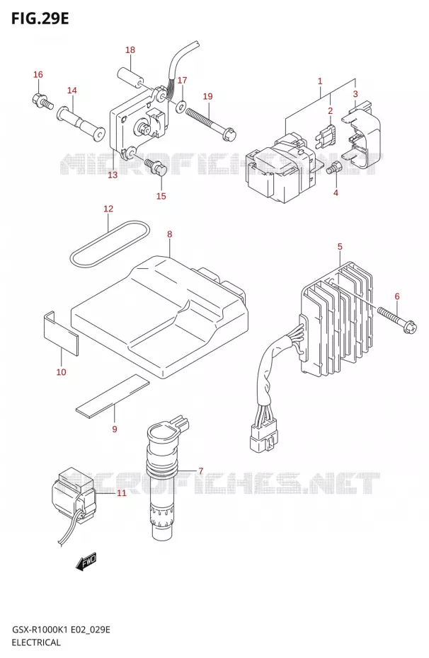 PARTIE ELECTRIQUE000K2 E19,U1E19,U2E19) Suzuki MOTO 1000 GSX-R 2002  GSX-R1000K2(E24)