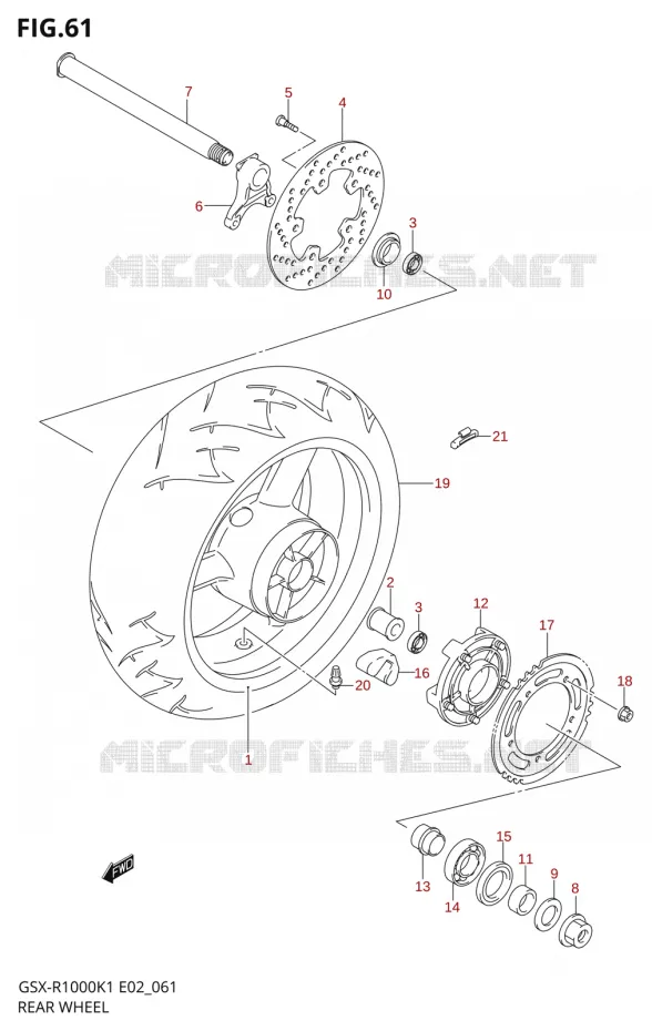 ROUE ARRIERE-R1000K1) Suzuki MOTO 1000 GSX-R 2002  GSX-R1000K2(E24)