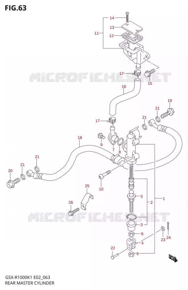 MAITRE CYLINDRE ARRIERE Suzuki MOTO 1000 GSX-R 2002  GSX-R1000K2(E2)