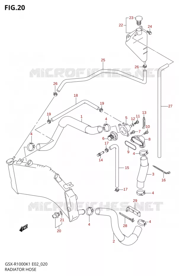 DURITE DE RADIATEUR Suzuki MOTO 1000 GSX-R 2002  GSX-R1000U1K2(E2)