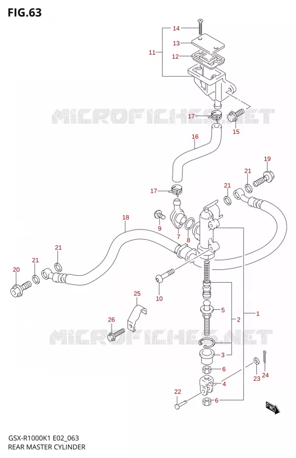 MAITRE CYLINDRE ARRIERE Suzuki MOTO 1000 GSX-R 2002  GSX-R1000U1K2(E2)