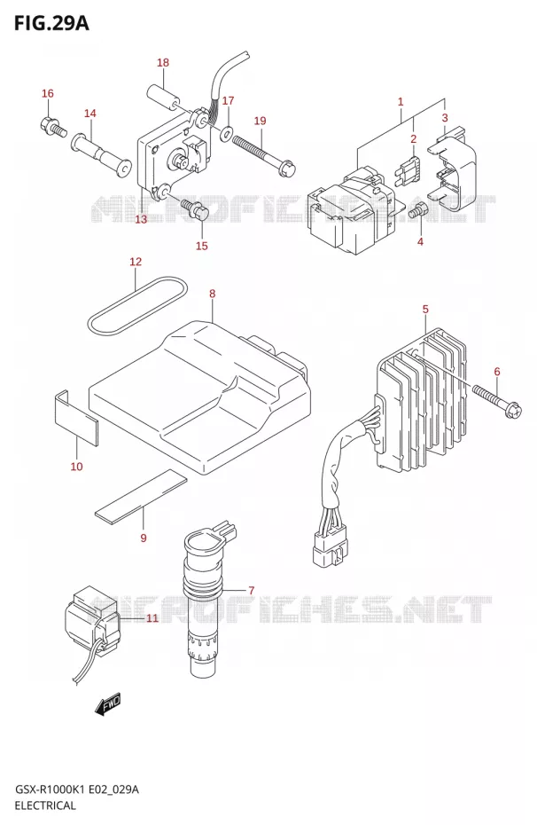 PARTIE ELECTRIQUE000K1 E19,U1E19,U2E19) Suzuki MOTO 1000 GSX-R 2002  GSX-R1000U1K2(E2)