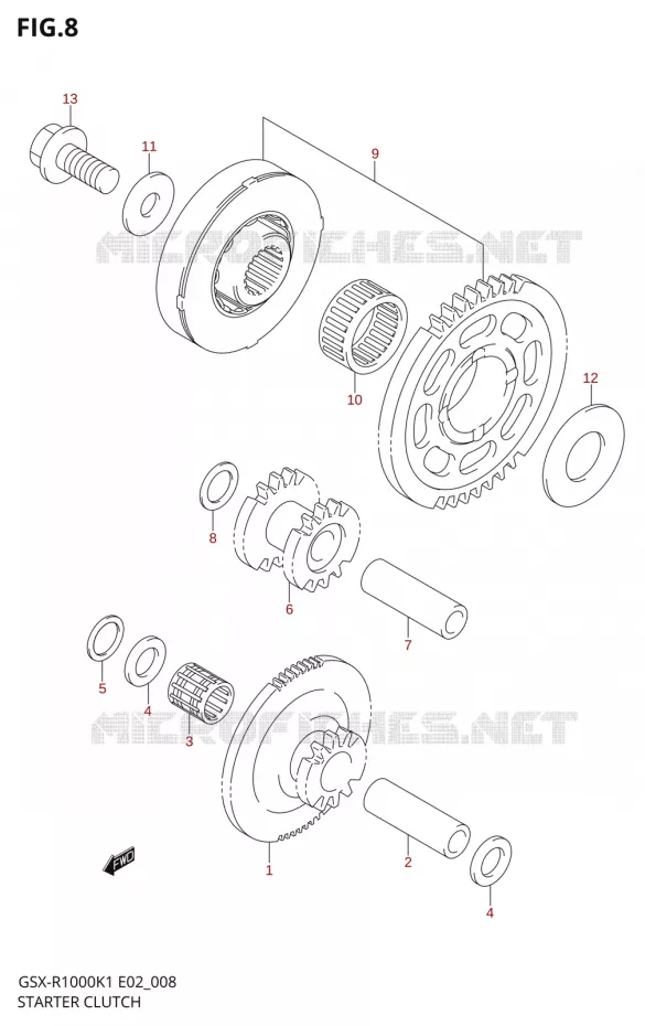 ROUE LIBRE DE DEMARREUR Suzuki MOTO 1000 GSX-R 2002  GSX-R1000U1K2(E2)