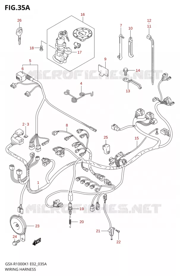 FAISCEAU ELECTRIQUEX-R1000K2) Suzuki MOTO 1000 GSX-R 2002  GSX-R1000U2K2(E2)
