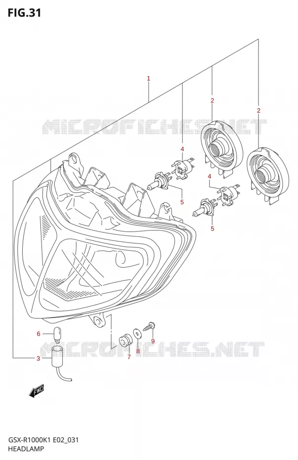 PHARE (E02,E19,U1E19,U2E19,P37) Suzuki MOTO 1000 GSX-R 2002  GSX-R1000U2K2(E2)