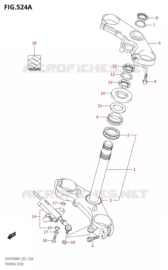 COLONNE DE DIRECTION Suzuki MOTO 1000 GSX-R 2007  GSX-R1000 K7 (E02)