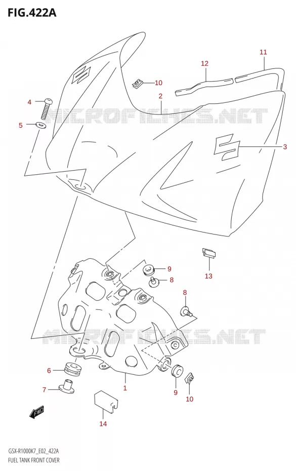 COUVRE RESERVOIR (GSX-R1000:K7:(E02,E19,E24,E51,P37)) Suzuki MOTO 1000 GSX-R 2007  GSX-R1000 K7 (E02)