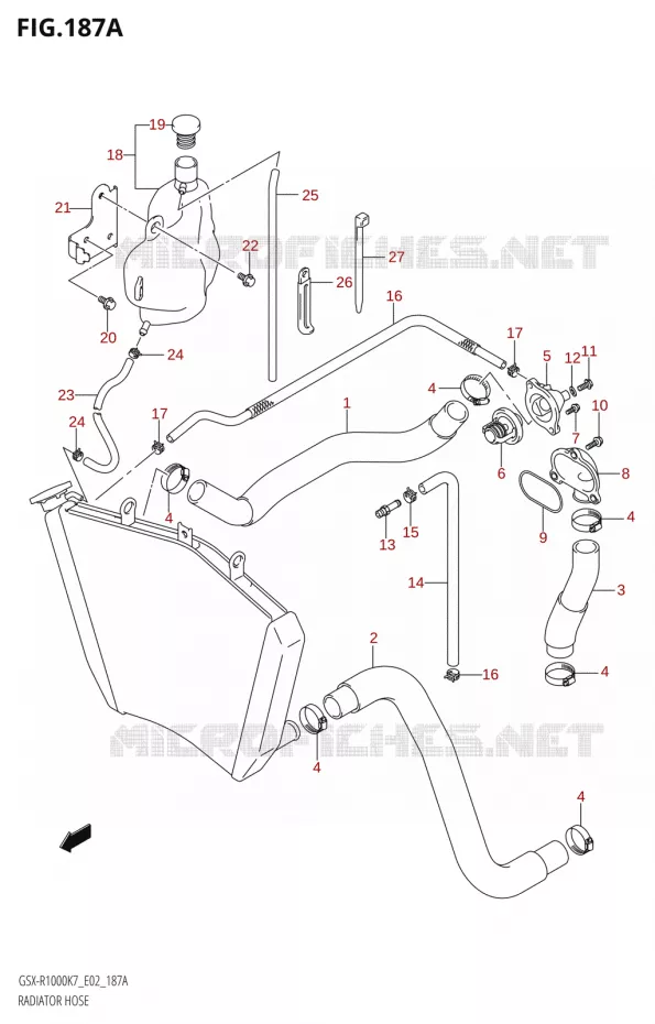 DURITES DE RADIATEUR - VASE D'EXPANSION Suzuki MOTO 1000 GSX-R 2007  GSX-R1000 K7 (E02)