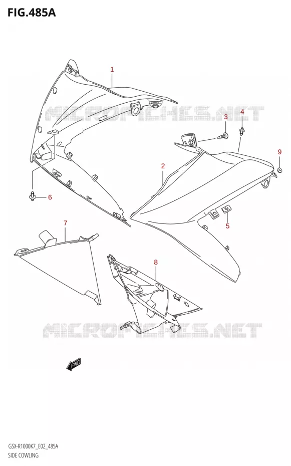 FLANCS DE CARENAGES Suzuki MOTO 1000 GSX-R 2007  GSX-R1000 K7 (E24)