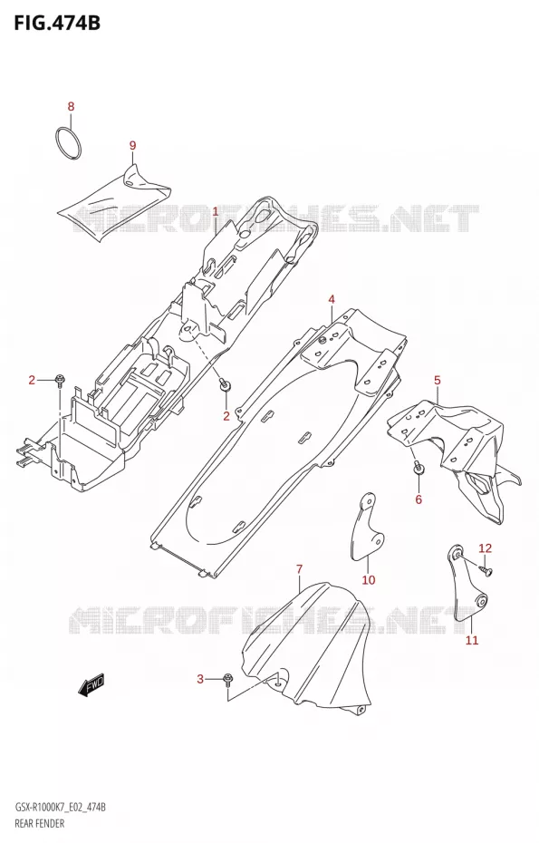 GARDE BOUE ARRIERE Suzuki MOTO 1000 GSX-R 2007  GSX-R1000 K7 (E19)