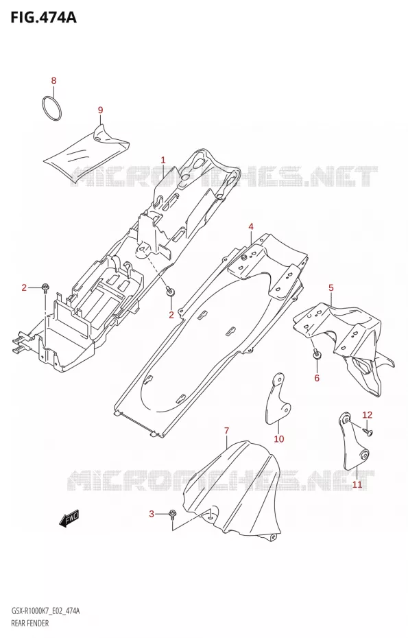 GARDE BOUE ARRIERE Suzuki MOTO 1000 GSX-R 2007  GSX-R1000 K7 (P37)