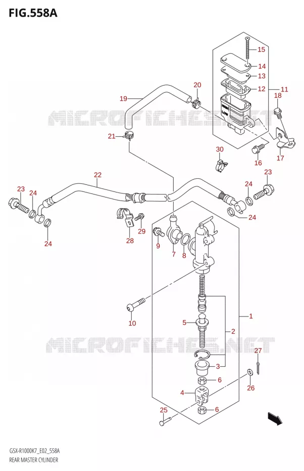 MAITRE CYLINDRE DE FREIN ARRIERE Suzuki MOTO 1000 GSX-R 2007  GSX-R1000 K7 (E02)